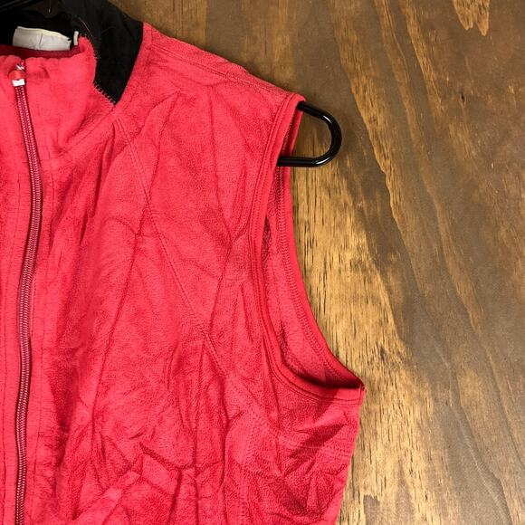 Gander Mtn Womens Vest Jacket Red Fleece Open Pockets Full Zip Stretch Medium - Picture 5 of 12